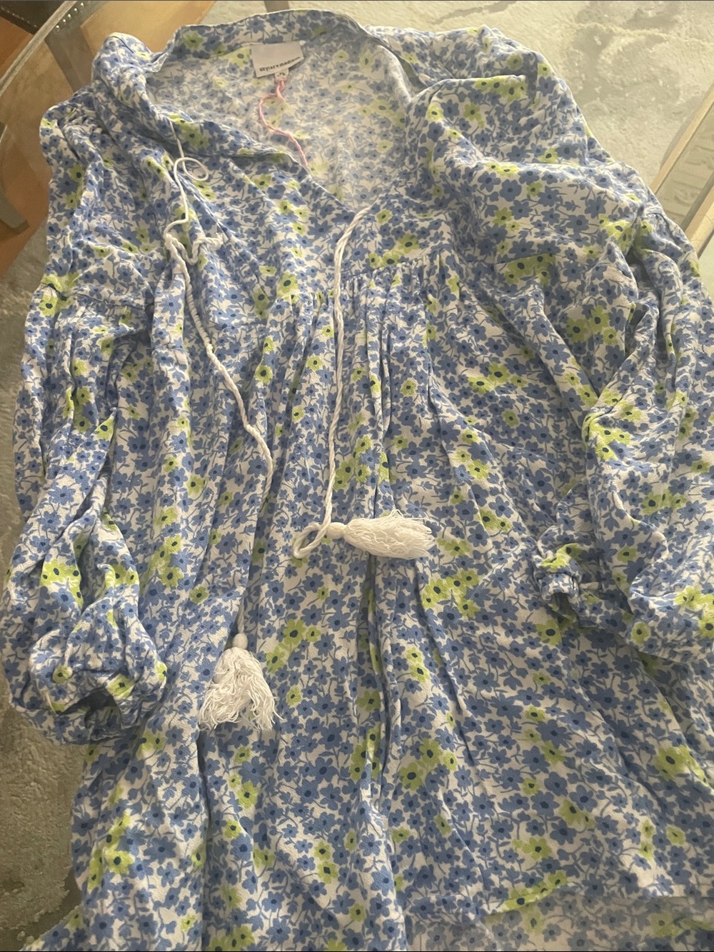 Skylar + Madison Blue & Green Floral Peasant Tunic